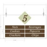 Traditional Collection's double-sided hanging aisle marker sign is overall 31.25" tall by 47" wide and 6 mil thick PVC.