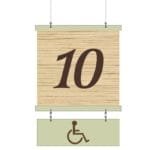 Traditional Collection's double-sided checkstand with an attached pendant with the ADA symbol and printed on 6 mil PVC.