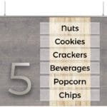 Modern Collection's acrylic 4.5" tall by 23" wide aisle marker inserts shown with the Modern Aisle Marker (sold separately).