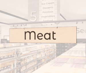 Modern Collection grocery store décor layout with aisle outrigger highlighted. Set of 44 aisle directory outrigger signs.