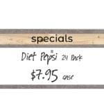 Modern collection grocery store décor promotional sign with white board insert. Use to promote sale or specialty items.