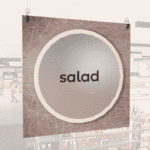 Modern Collection's singled sided large department sign with digitally printed text "salad" centered on a circular overlay