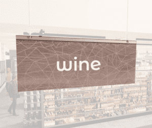 Modern Collection's singled sided small hanging dept sign with digitally printed white dimensional centered text "wine."