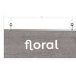 Modern Collection's single sided department with text "floral" sign that is 8" tall by 20" wide with vinyl-wrapped wood core
