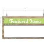 Natural Collection's hanging promotional sign compatible with dry erase insert and flip pad insert, both sold separately.