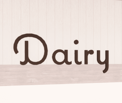 Natural collection wall copy dimensional letters for Dairy department wayfinding. Brown pained finish on face and sides.