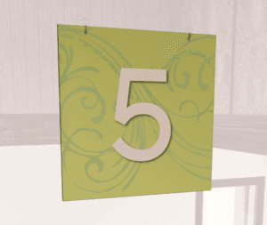 Natural Collection's double sided aisle hanging sign with a digitally printed customizable number to create a unique layout.