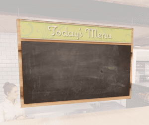 Natural Collection's hanging menu board sign with chalkboard insert. Chalkboard is removable for easy updating & convenience.