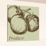 Traditional Collection's wayfinding department sign for the "Produce," that is digitally printed on vinyl-wrapped wood core.