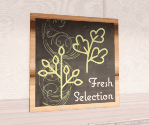 Natural collection wall graphic wall mounted sign with the words "Fresh Selection" for Fresh department wayfinding.
