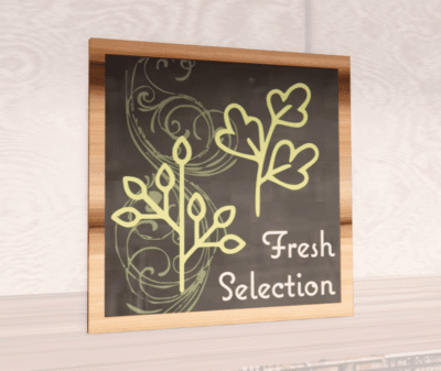 Natural collection wall graphic wall mounted sign with the words "Fresh Selection" for Fresh department wayfinding.