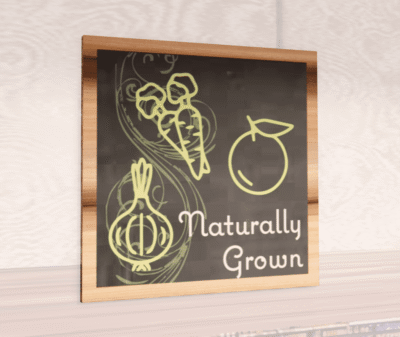 Natural Collection's 31.5 inch square wall-mounted graphic with text "Naturally Grown" for Produce Department Wayfinding.