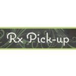 Natural Collection's large 9" tall by 36" wide hanging department sign with text "Rx Pick-up" for Pharmacy Dept Wayfinding.