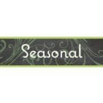 Natural Collection's large 9" tall by 36" wide hanging department sign with text "Seasonal" for Promotional Dept Wayfinding.