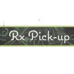 Natural Collection's small 6" tall by 18" wide hanging department sign with text "Rx Pick-up" for Pharmacy Dept Wayfinding.