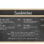 Traditional Collection's single sided Menu Chalkboard hanging sign with removeable chalkboard inserts for easy updating.