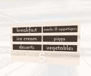 Natural Collection's aisle marker inserts for the frozen food section which is to be paired with the Natural Aisle Marker.