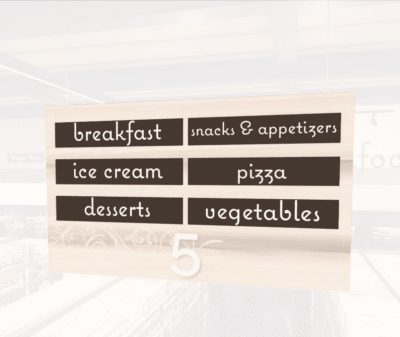 Natural Collection's aisle marker inserts for the frozen food section which is to be paired with the Natural Aisle Marker.