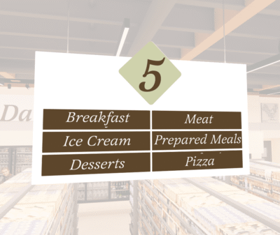 Traditional Collection's aisle marker inserts for the Frozen food deptartment to be used with the Traditional Aisle Marker.