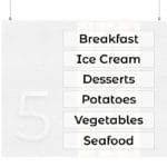 Modern Collection's aisle marker inserts for the "Frozen," food department with the text digitally printed on frosted acrylic