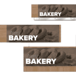 Convenience store sign for the bakery area of a gas station of a convenience store. Three variations of the sign are shown as designed by Shop2It Retail.