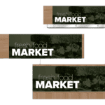 Convenience store sign for the market area of a gas station of a convenience store. Three variations of the sign are shown as designed by Shop2It Retail.