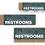 Combined image of the three versions of the Shop2It Retail Contemporary Collection's Restroom convenience store sign.