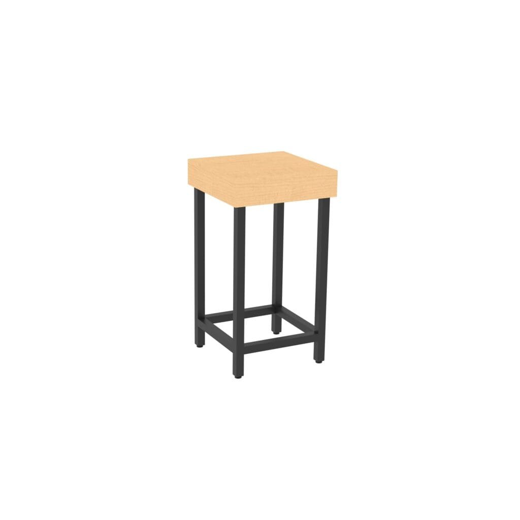 Retail display stand from the Laney Collection by Shop2It Retail. Shown in the blonde maple finish option.