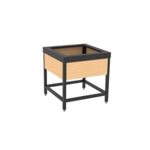 Laney Collection's Wood Dump Bin with an open base. Shown in the blonde maple finish collection.