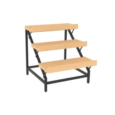 Three-tiered bakery display from Shop2It Retail's Cooper Collection. Shown here in the blonde maple finish option.