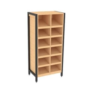 6-shelf bakery bread rack display from Shop2It Retail's Laney Collection. Shown here in the blonde maple finish option.