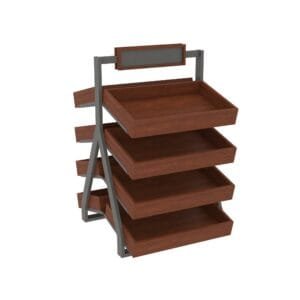 4-Tier, Double-Sided Produce Stand4-Tier, Double-Sided Produce Stand from Shop2It Retail's Xander Collection. Shown here in the Cherry finish option.