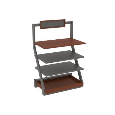 Small bakery display fixture from Shop2It Retail's Xander Collection. Shown here in the Cherry finish option.