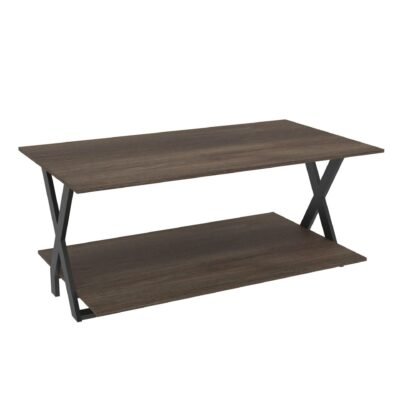 Large Double Width Display Table from Shop2It Retail's Xander Collection. Shown here in the Gray Oak finish option.