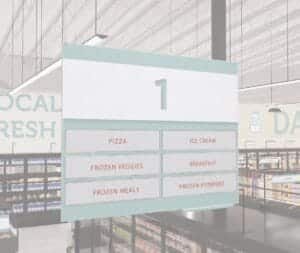 Aisle marker inserts from the Iconic Collection's Cheerful color option.