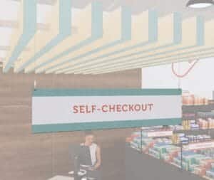 Self-Checkout Sign from the Iconic Collection's Cheerful color option.