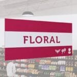 Floral Department Sign from Shop2It Retail's Iconic Collection has cutout letters, revealing color underneath, and dimensional icons.