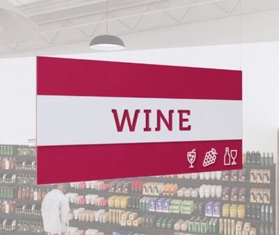 Tall department sign for your Wine department for the Iconic Collection's Cheerful color option.