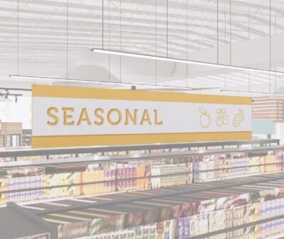 Seasonal Section Department Sign from the Iconic Collection's cheerful color option.