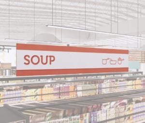 Soup Area Short Department Sign from the Iconic Collection's cheerful color selection.