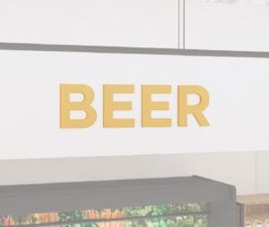 Department sign wall copy for the beer department from the Iconic Collection's cheerful color selection.