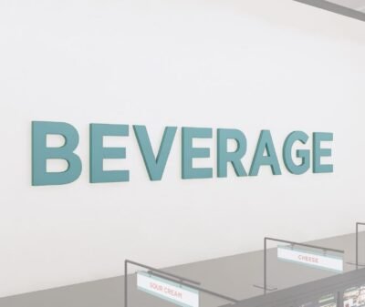 Department sign wall copy for beverage department from the Iconic Collections cheerful color selection.
