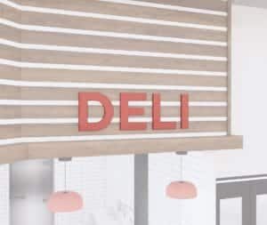 Department sign wall copy for the deli or prepared food department from the Iconic Collection's Cheerful color selection.