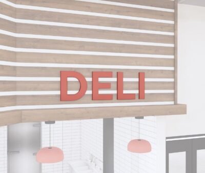 Department sign wall copy for the deli or prepared food department from the Iconic Collection's Cheerful color selection.