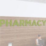 Department sign wall copy for the pharmacy department from the Iconic Collection's Cheerful color selection.