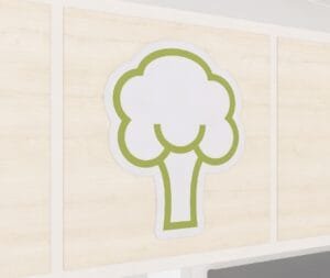 Head of broccoli icon graphic panel from the Iconic Collection's cheerful color selection.