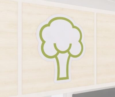 Head of broccoli icon graphic panel from the Iconic Collection's cheerful color selection.