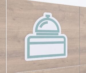 Graphic Panel Department sign for the customer service department is an icon of a service bell.