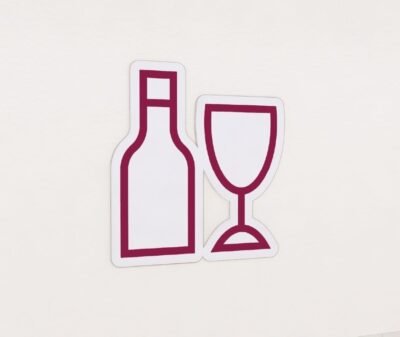 Wine glass and bottle icon from the Iconic Collection's cheerful color option.