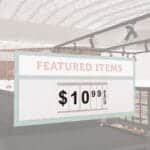 Promo sign insert of the flip pad variety meant to fit in the Iconic Collection Promo Sign (sold separately)